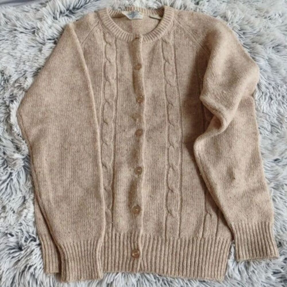 Vintage Northern Isles Neutral Cream Wool Blend Button Down Cardigan‎